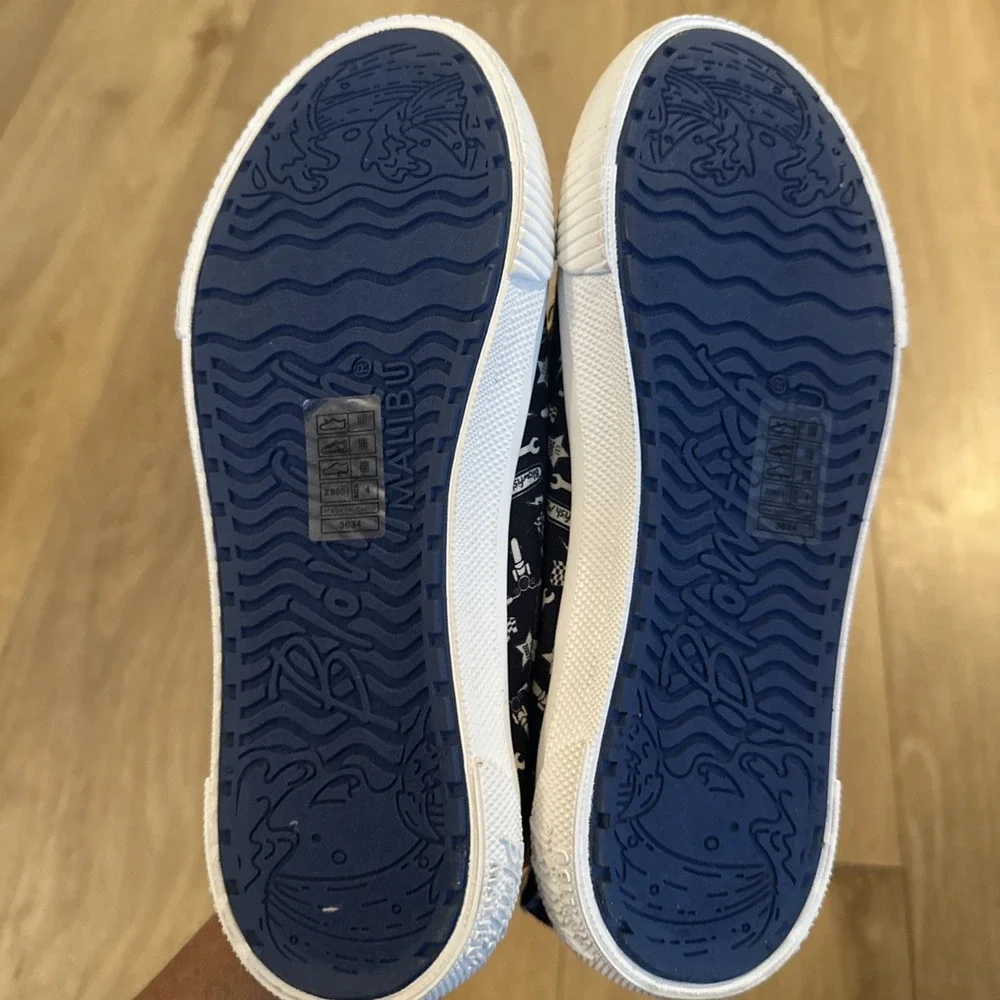 Blowfish Malibu Kids Boys Motor Club Slip On Racing‎ Flag Tools Sneaker Size 4